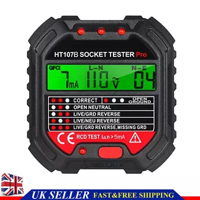 #Malfunction RCD Tester Detector Digital Display Plug Socket Tester Mains Fault • £13.91