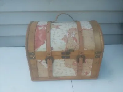 Handmade Chest With European Map Trunk With Straps And Latch 11 X11 X14  #TRL7 • £33.97