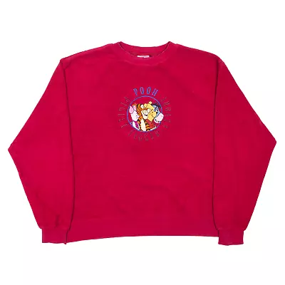 DISNEY Winnie The Pooh Fleece Sweatshirt Red Mens S • £22.99