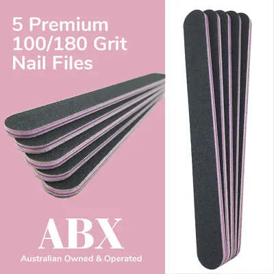 $4.99 • Buy 5 Pcs Double Sided Pedicure Nail Files 100 180 Grit Manicure Nail Care Sanding