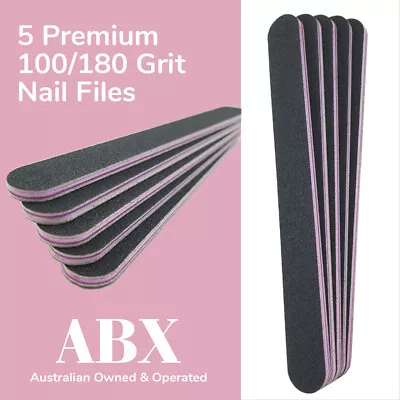 5 Pcs Double Sided Pedicure Nail Files 100 180 Grit Manicure Nail Care Sanding • $4.99