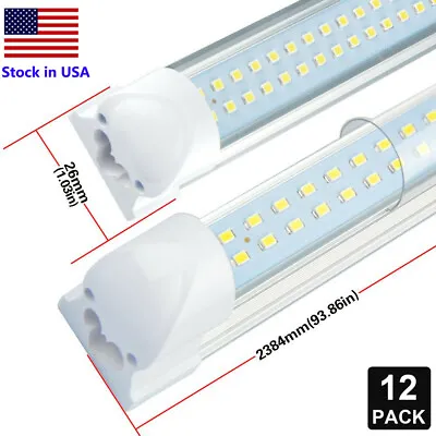12Pack 8FT LED Linkable Shop Light For Garage T8 8feet LED Tube Light Fixture • $176.39