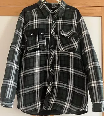 Dickies Men's Green Mix Button Up Long Sleeve Check Padded Shirt Size  M • £30