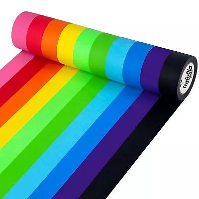 Colored Masking Tape – 10 Roll Multi Pack – 300 Feet X 1 Inch Of Colorful Craft • $20.21