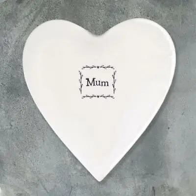 Porcelain Heart Coaster ''Mum'' - Birthday Or Mother's Day Gift - East Of India • £5.95