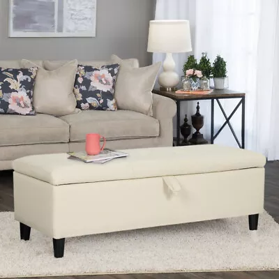 Living Room & Bedroom Ottoman Bench W/ Storage Leather Toy Blanket Box Footrest • £75.95