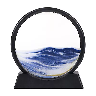 7  12   Moving Sand Art Picture Round Glass 3D Dynamic Flowing Sand Desktop Art • $18.89