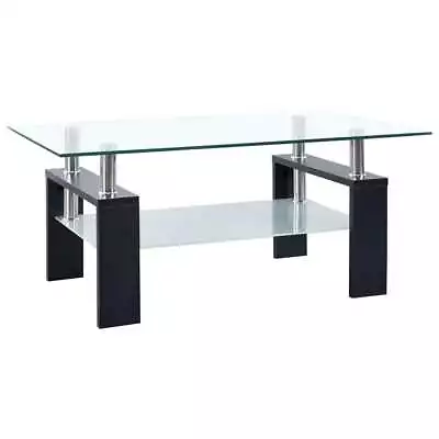 VidaXL Coffee Table Black And Transparent 95x55x40 Cm Tempered Glass AUS • $201.36