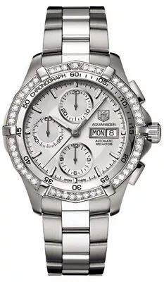 Tag Heuer Aquaracer Caf2015.ba0815 Automtaic Chronograph Diamond Silver Watch • $3439.90