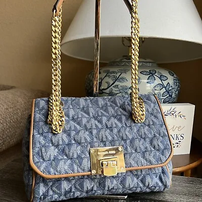 NWOT! Michael Kors Sloan Quilted Denim Convertible Chain Strap Crossbody • $199