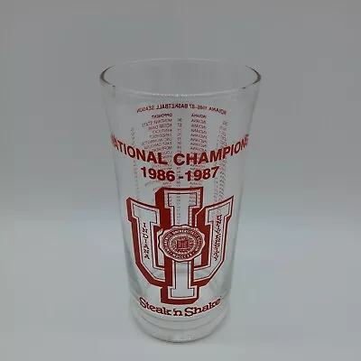 IU 1986-'87 Basketball National Champions Steak N Shake Glass Indiana Univer • $24.99