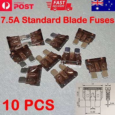 10 Pcs 7.5A Standard Blade Fuses - Brown Car Truck Auto Fuses 7.5 Amp Fuse AU • $7.98