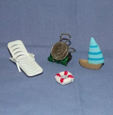 Miniature Dollhouse Beach Deck Lawn Chair Sailboat Lifesaver Figurine Toy Lot • $4.79