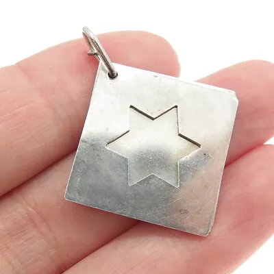 925 Sterling Silver Vintage Star Of David Judaica Geometric Slide Pendant • $54.95