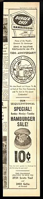 1965 BURGER CHEF Restaurant 10¢ Hamburger Portsmouth OH Vtg Newspaper PRINT AD • $12.14