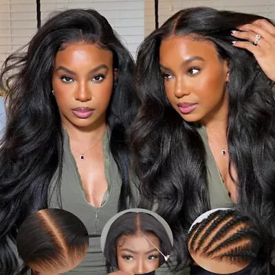 UNice Malaysian Yaki Straight Bye Bye Knots Glueless Wig Human Hair Pre Cut Lace • $193.80