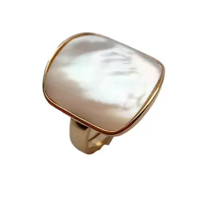 Natural White Sea Shell Mother Of Pearl Ring Square Shape Adjustable • $18