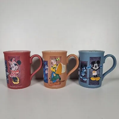 Disney Mickey Mouse Minnie Mouse And Goofy Set Of 3 Red Blue And Orange Mugs • £23.99