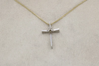 $49 • Buy 14K White Gold Cross Necklace With Diamond