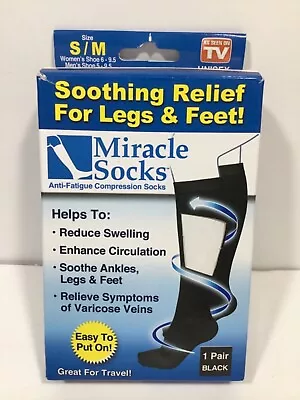 New Anti Fatigue Miracle Socks Firm Black Compression Energy Therapeutic S/M • $9.99