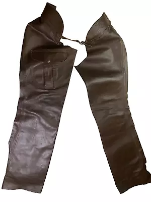 Vtg Genuine Leather Chaps Brown Motorcycle Chaps Medium • $47