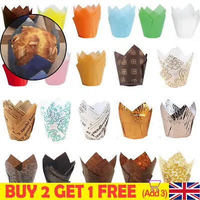 £3.48 • Buy 50X-Cupcake Wrapper Baking Muffin Liners Cup Tulip Case Cake Paper Decor Kitchen