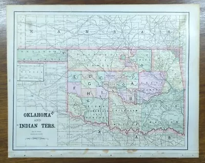 Vintage 1892 INDIAN TERRITORY Map 14 X11  Old Antique Original CHOCTAW NATION OK • $36.86