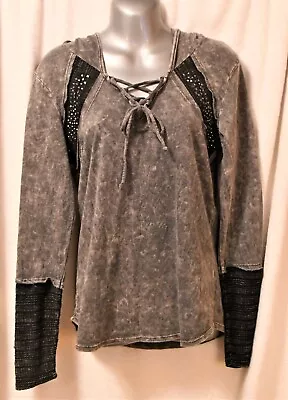 Grey & Black Detailed Hoodie Sweatshirt By Venus Size Med (fit Size 8) • $8