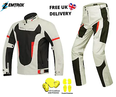 Mens Motorcycle Suit Motorbike Racing Waterproof Jacket Trouser CE Armored Suits • $258.95