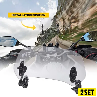 2Set Motorcycle Windshield Extension Spoiler Wind Deflector Transparent Univer • $43.79
