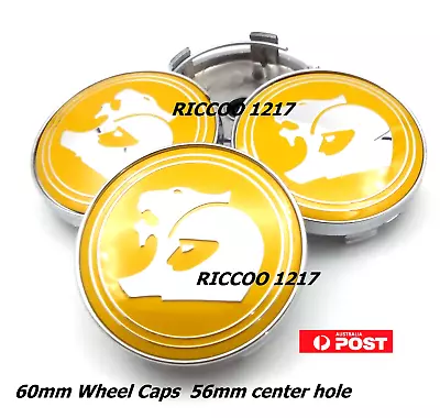 Wheel Caps 60mm X 4 Suits Holden HSV SS SSV Black Caps 56mm Hole Yellow • $27.95