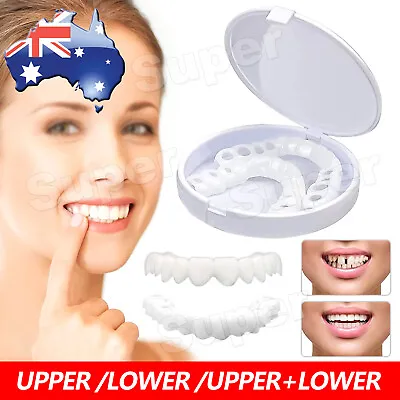 $7.45 • Buy Smile Snap On False Teeth Upper & Lower Dental Veneers Dentures Tooth Cover Set
