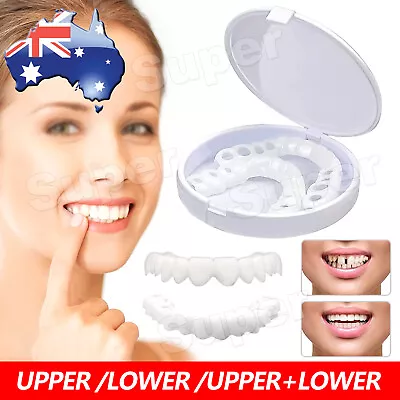 Smile Snap On False Teeth Upper & Lower Dental Veneers Dentures Tooth Cover Set • $7.95