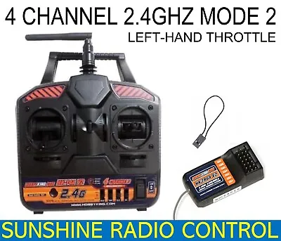 4 Channel RC Model Radio Transmitter & Receiver 2.4GHz Mode 2 TX RX Brand New UK • £44.36