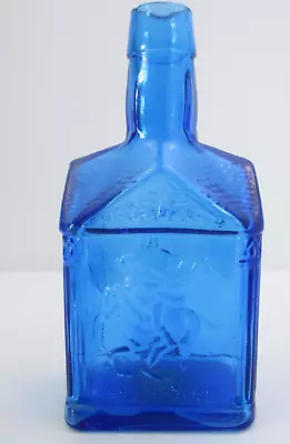 Wheaton Glass Blue Bottle - Paul Revere & Eagle Pattern - 7 3/4  Tall(dck8) • $1.99