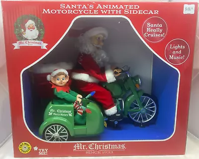 Mr. Christmas Santas Animated Motorcycle W Elf In Sidecar Lights Motion Music • $43.99