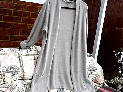 C&A Grey Marl  100% Cashmere Long Cardigan Coat With Pockets • £29.95