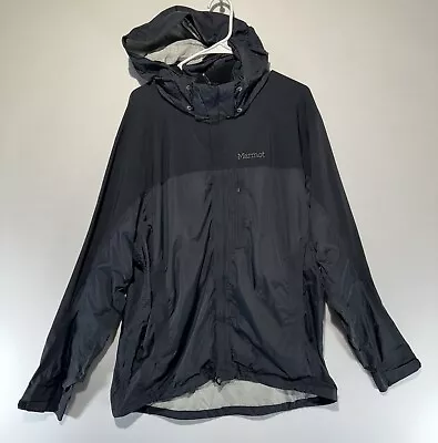 Marmot Men M Precip Jacket Rain Windbreaker Zip Black Lightweight Hood Tag XL • $24.99