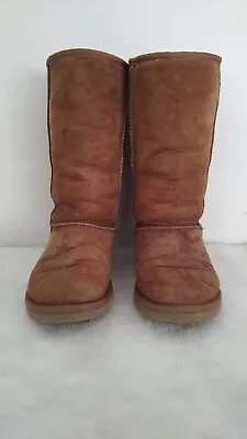 UGG Classic Tall #5815 Sheepskin Chestnut Brown Suede Leather Boots Women W6 • $30