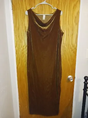 CW Vintage 90's  Brown Maxi Length Crushed Velvet Dress Size X- Large • $25.99