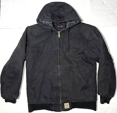 Wolverine Black Duck Canvas Full Zip Hooded Lined Quilted Jacket Coat Mens S • $44.95