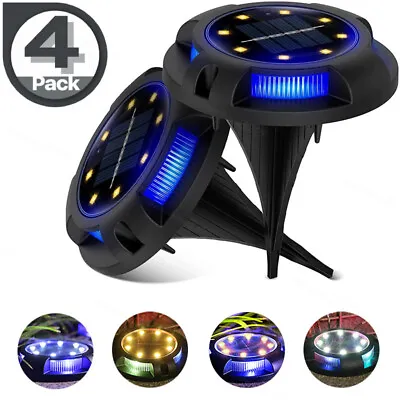 4Pack Solar Ground Light 12 LED Outdoor Disk Lighting Landscape Yard Garden Lawn • $11.99