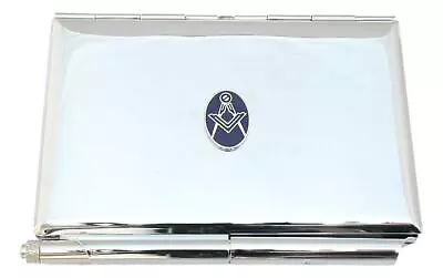 Masonic Oval Compass Metal Notepad Memo Card Holder & Pen FREE ENGRAVING 254 • £24.99