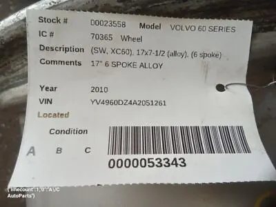 Wheel XC60 17x7-1/2 Alloy 6 Spoke Fits 10-12 VOLVO 60 SERIES 241702 • $151.27