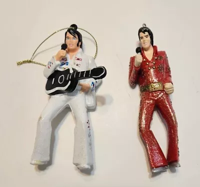 Lot Of 2 Elvis Presley Christmas Tree Ornaments Guitar Microphone Rock Music • $24.99