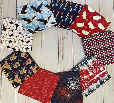 Fabric FQ Fat Quarter MAKE YOUR OWN SET 4th Of July Patriotic 100% Cotton Quilt • $10.99