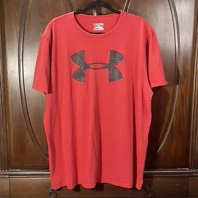 Under Armour Mens T Shirt Size 2XL Red UA Charged Cotton Logo Heatgear Loose • $14.99