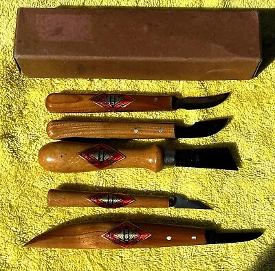 Vtg Bracht W. Germany Carving Knife Chisel Set 5 Piece Wood Handle - As Pictured • $97.77
