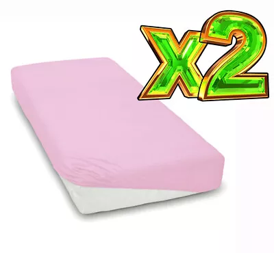 2-pack Super Soft Fitted Sheet Jersey Stretchy Cotton Fit Cot Bed 140x70cm Pink • £9.89