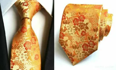 Tie Pocket Square Cufflinks Orange Flower Set Or Individual 100% Silk Wedding • £8.95